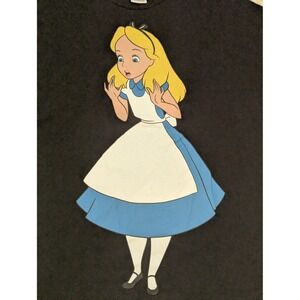 Disney Zara Alice in Wonderland T-Shirt Women's Small Black‎ Graphic Tee
